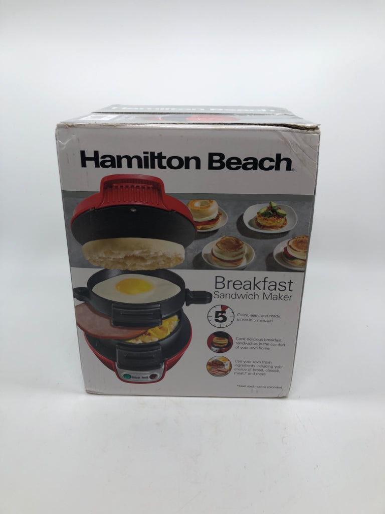 NIB HAMILTON BEACH BREAKFAST SANDWICH MAKER.