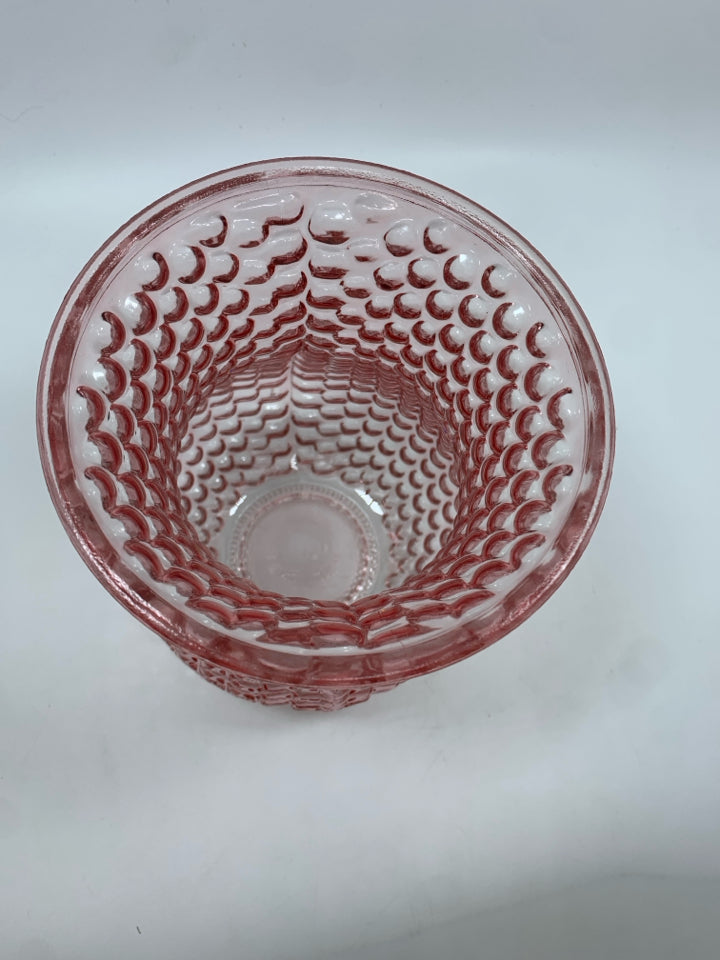 PINK BUBBLE GLASS VASE.