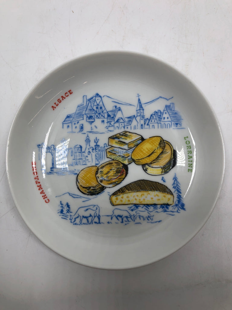 6 DECOR DE PARIS CHEESE PLATES.