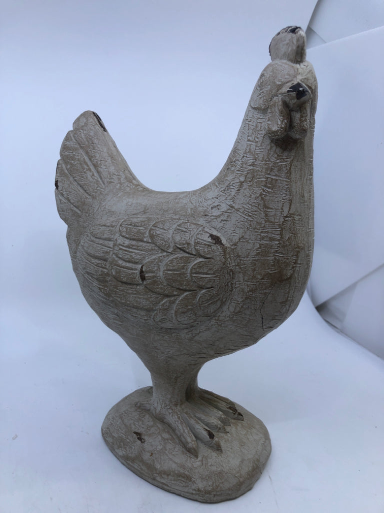 DISTRESSED RESIN STANDING CHICKEN.