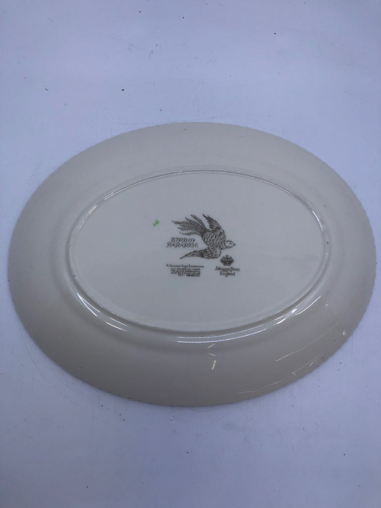 VTG OVAL PLATTER- FRUIT, FLOWERS, BIRDS OF PARADISE CENTERPIECE.