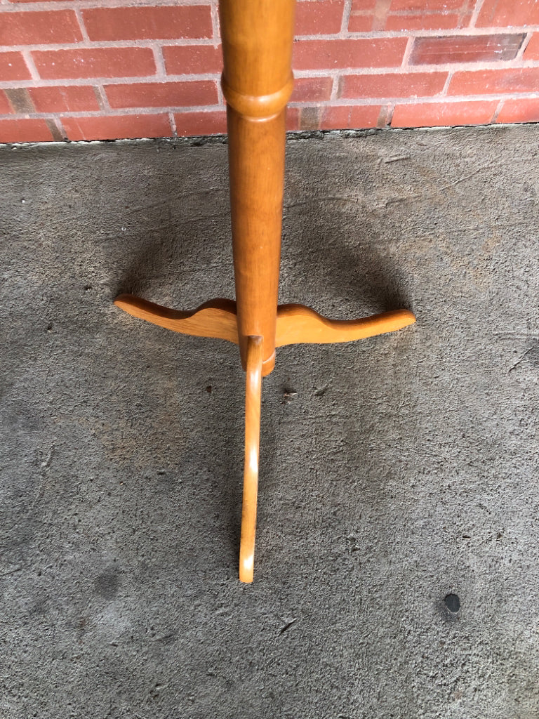 TALL WOODEN COAT RACK.