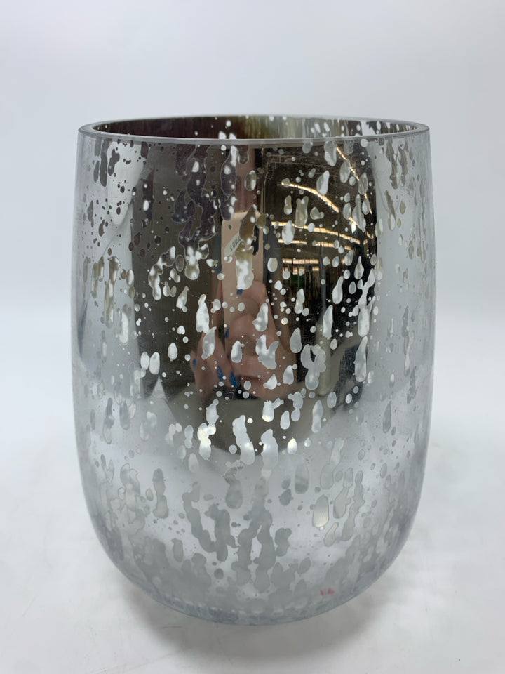 MERCURY GLASS VASE/ CANDLE HOLDER.