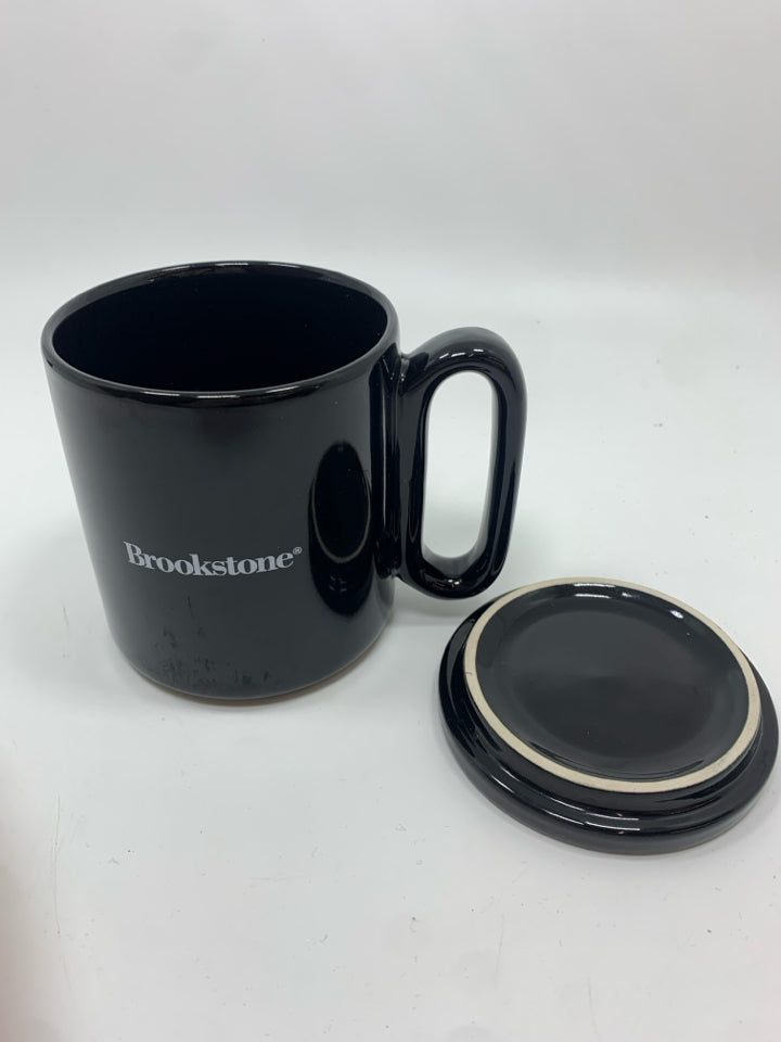 BLACK MUG WITH LID "BROOKSTONE".