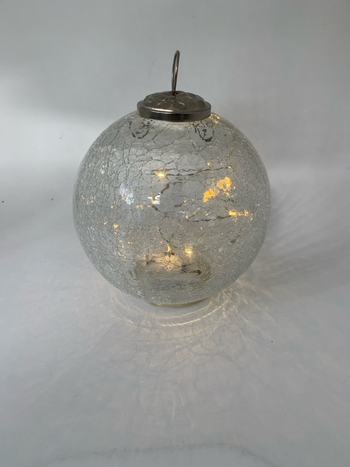 CLEAR CRACKLE DETAILED LIGHT UP ORNAMENT BALL DECOR.
