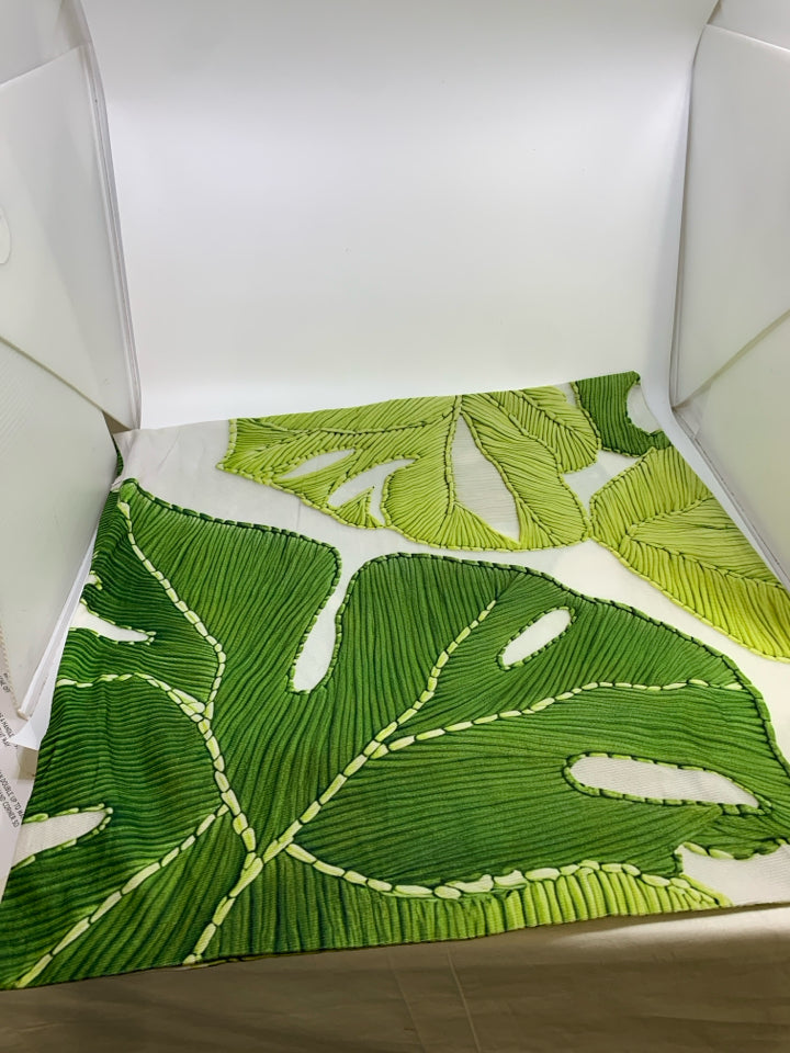 LARGE PILLOW CASE W/PLANT&LEAF DESIGN.