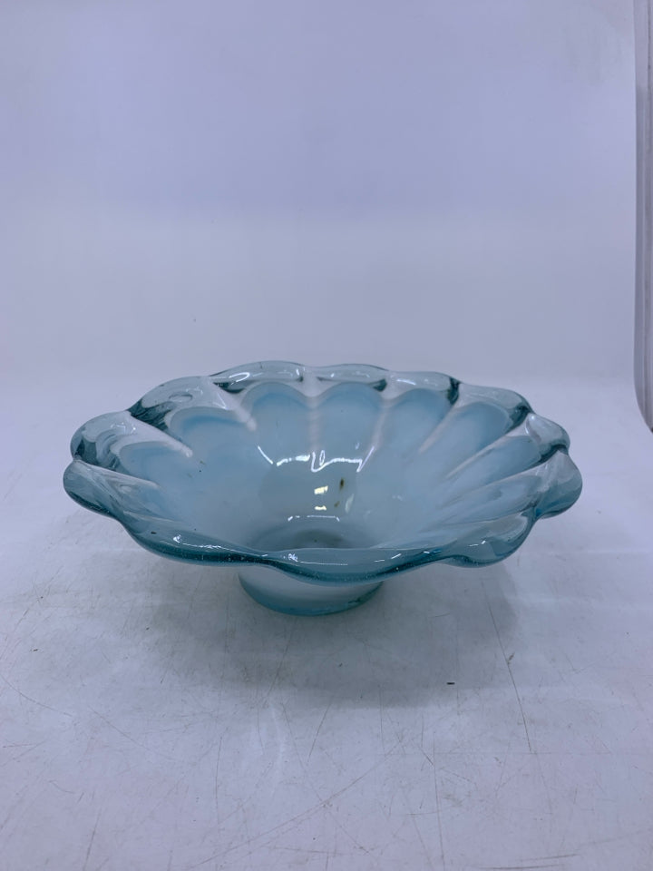 BLUE FLOWER GLASS BOWL.