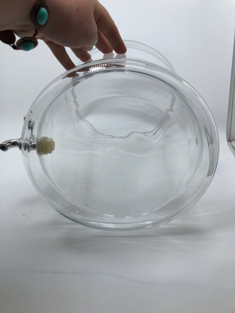 GLASS DRINK DISPENSER W/LID.