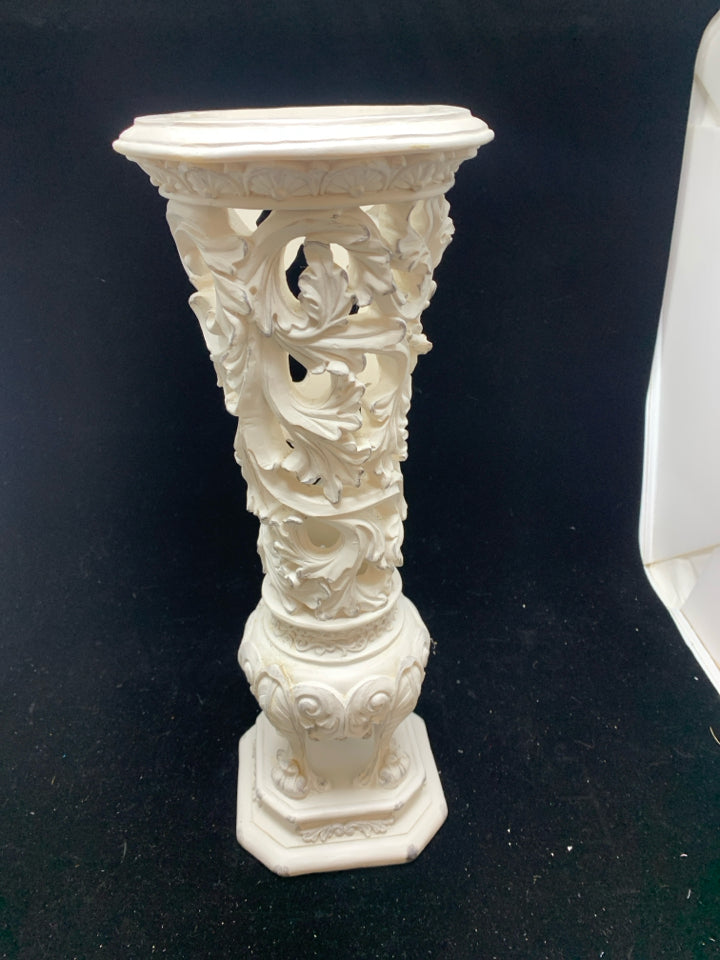 ELEGANT SCROLL-STYLE WOODEN VASE.