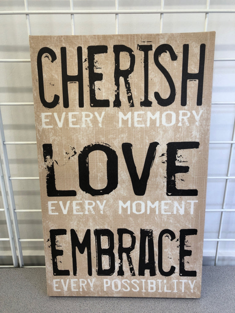 CHERISH EVERY MOMENT CANVAS WALL DECOR.