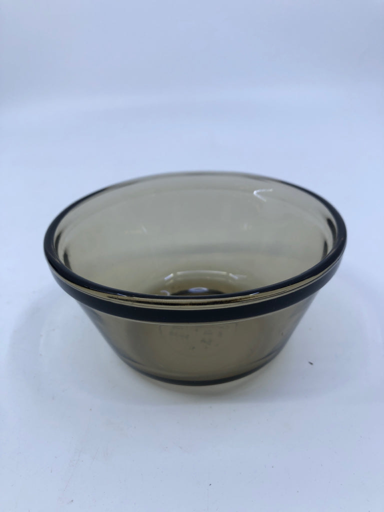 3 ANCHOR HOCKING BROWN SAUCE CUPS.