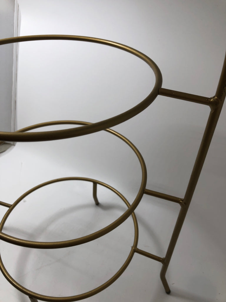 3-TIER BRONZE COLORED PLATE HOLDER.