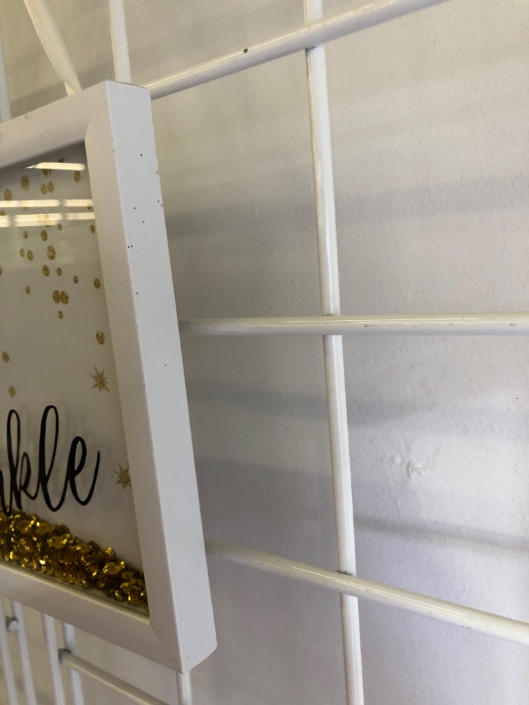 BORN TO SPARKLE WHITE SHADOW BOX WALL ART.