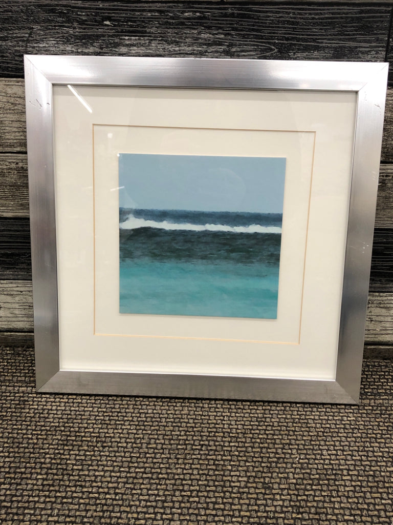 WAVES IN SILVER FRAME WALL ART.