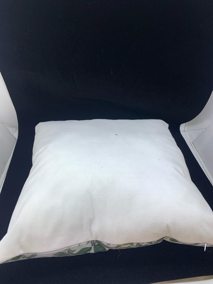 BIRDS ON TWIGS W LEMONS SQUARE PILLOW.