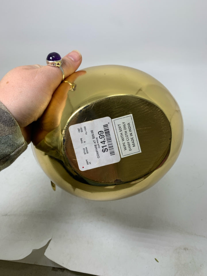 GOLD METAL REINDEER BOWL.