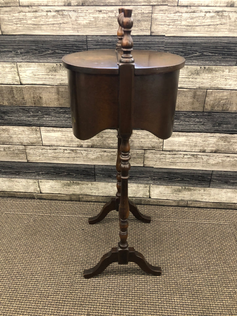 VINTAGE WOOD BOX ON LEGS- SEWING.