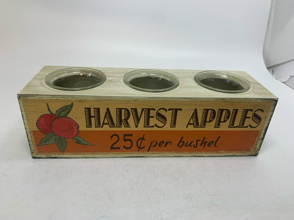 HARVEST APPLES 3 SLOT TEA LIGHT HOLDER.