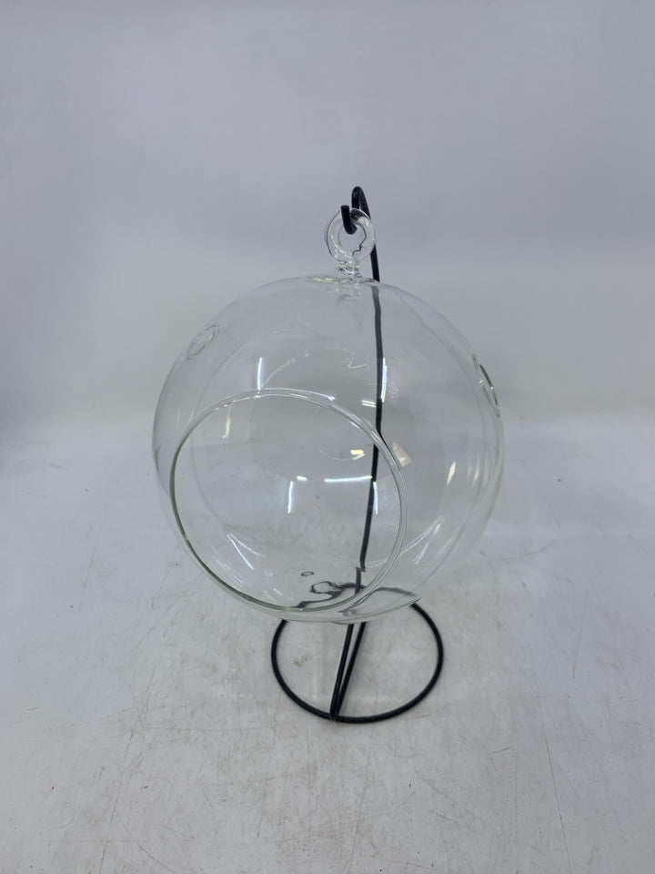 2 PC CLEAR TERRARIUM BULB BLACK STAND.