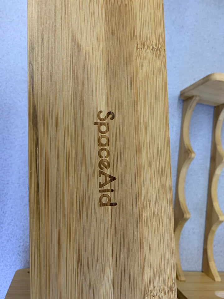 4PC STACKABLE BAMBOO WINE RACK.