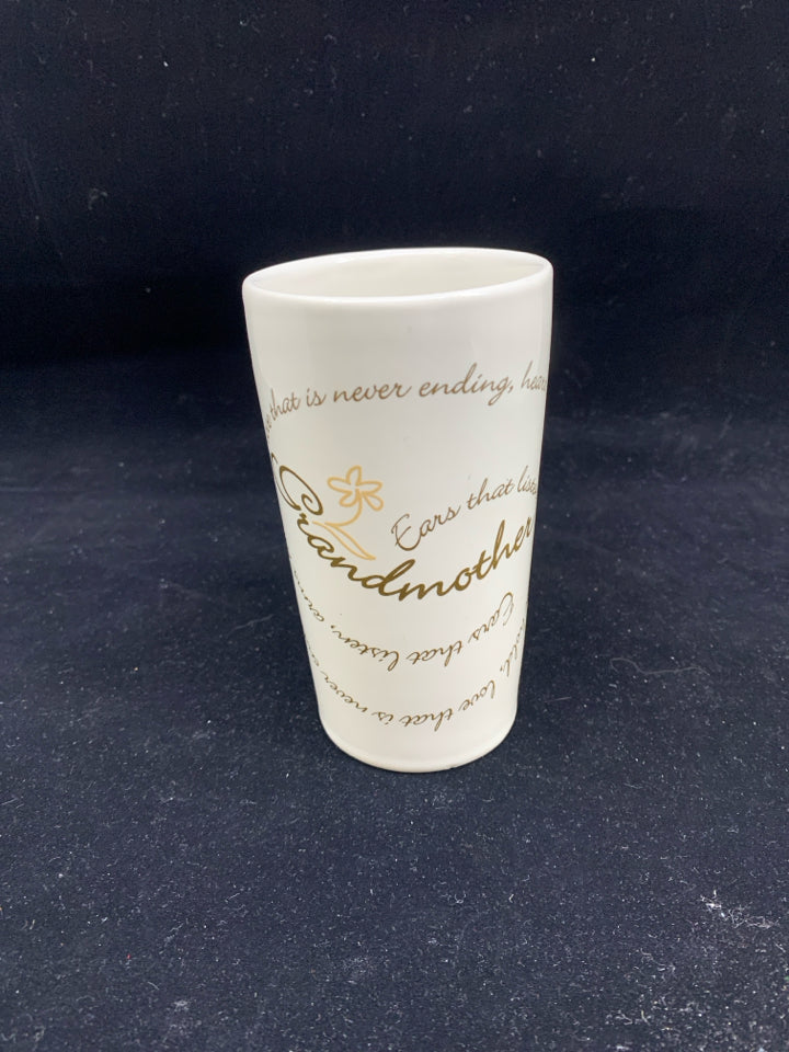 SKINNY WHITE GRANDMOTHER MUG.