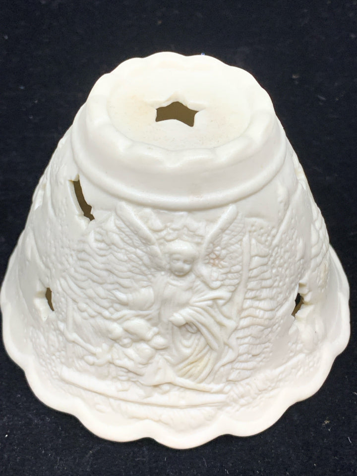2PC IVORY EMBOSSED CHRISTMAS TREE/ANGELS.