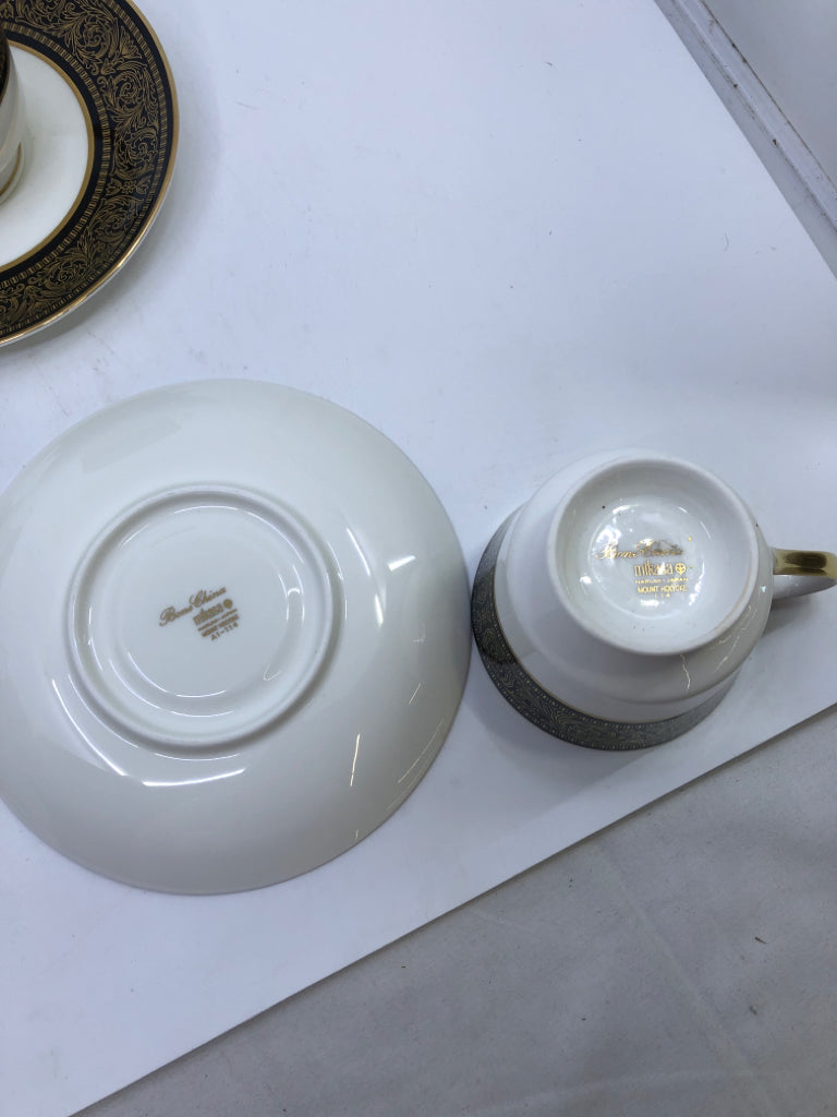 8PC BLACK GOLD CUP AND SAUCER SET- 4 CUPS 4 SAUCER.