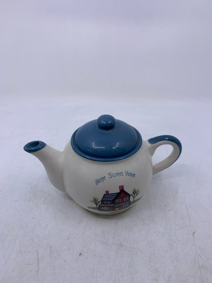 WHITE HOME SWEET HOME RED HOUSE TEA POT.