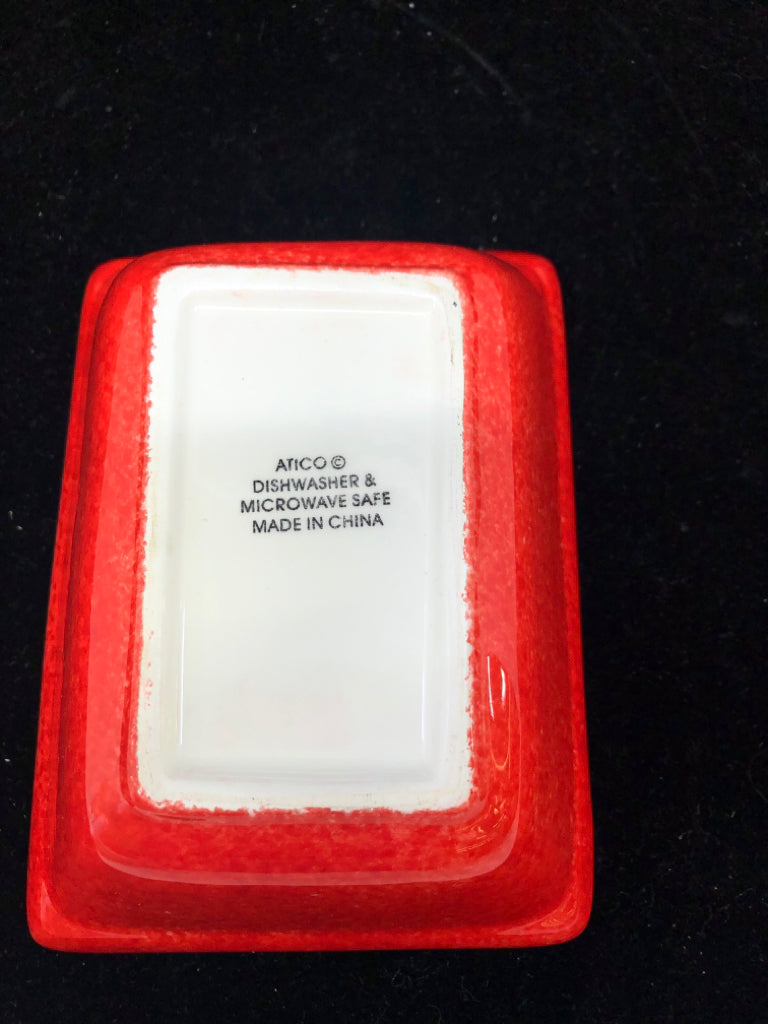 SMALL SQUARE SNOWMAN "JOY" DISH.