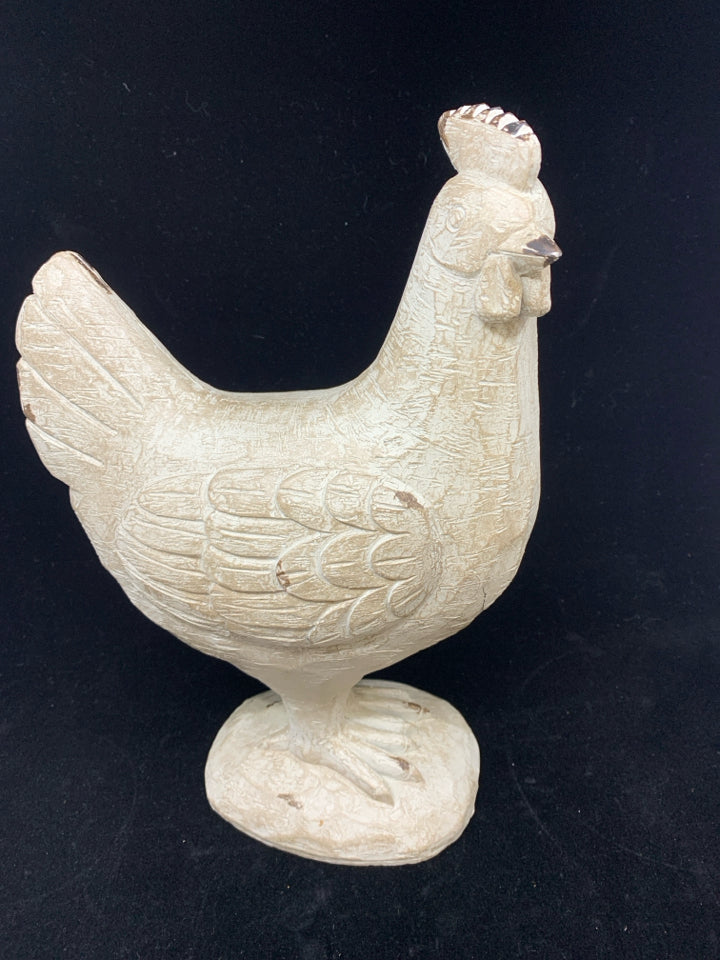RUSTIC ROOSTER FIGURE CREAM & BROWN.