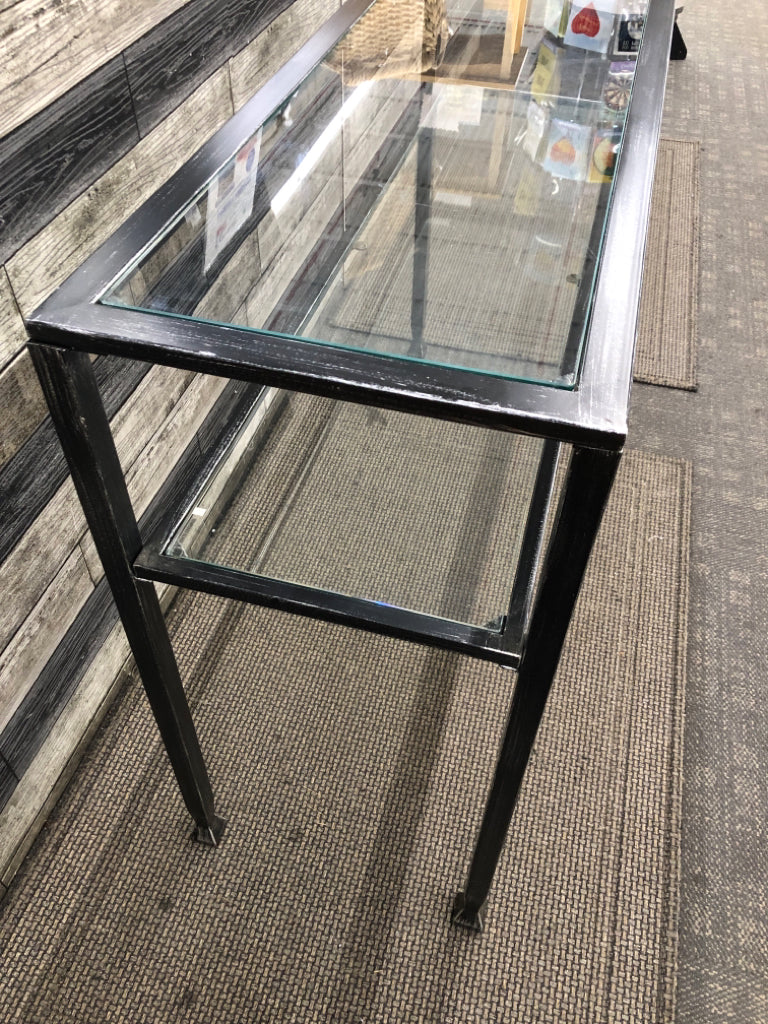 LONG GLASS SOFA/ CONSOLE TABLE.