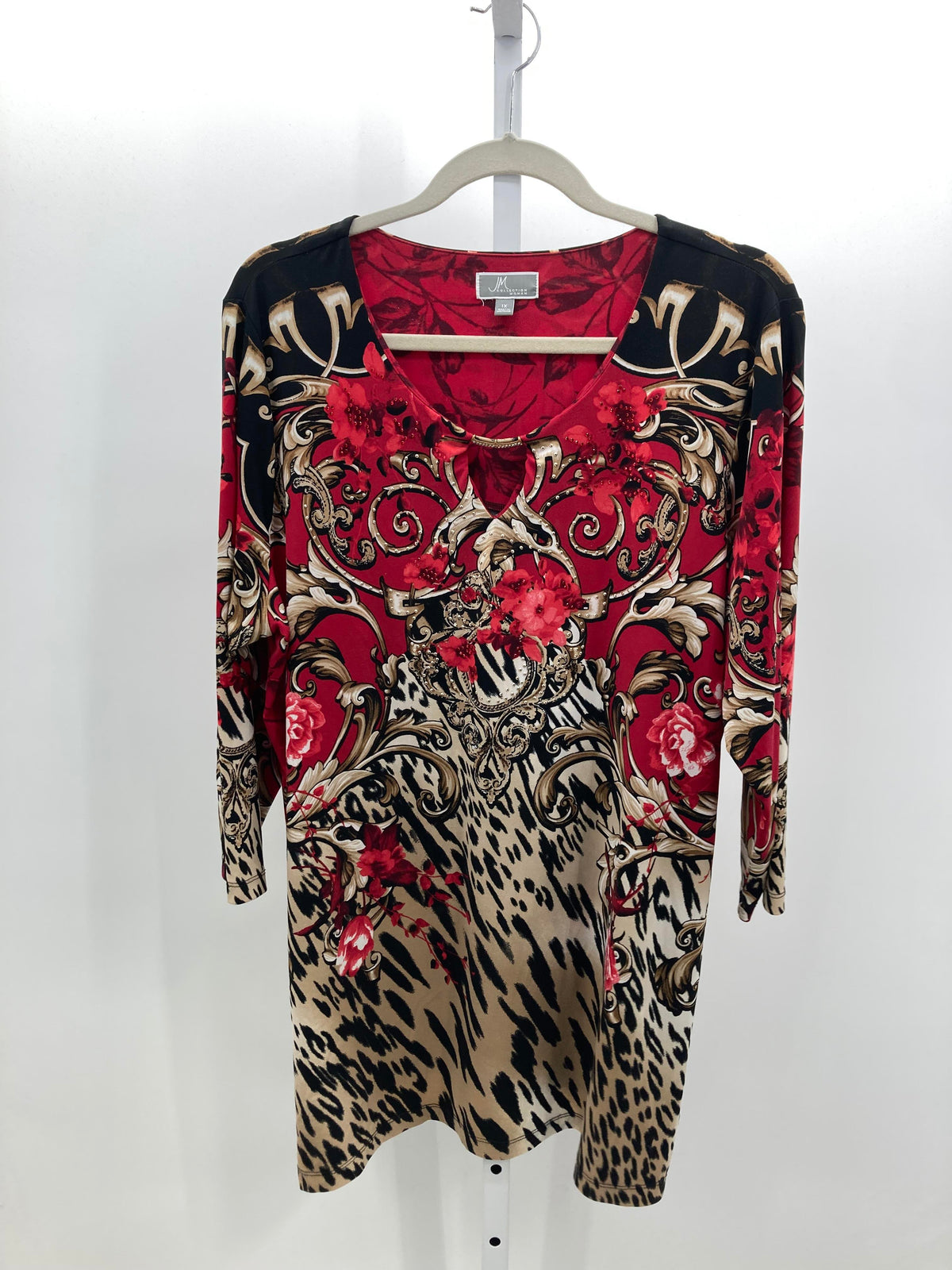 JM Collection Size 1X Womens 3/4 Sleeve Shirt