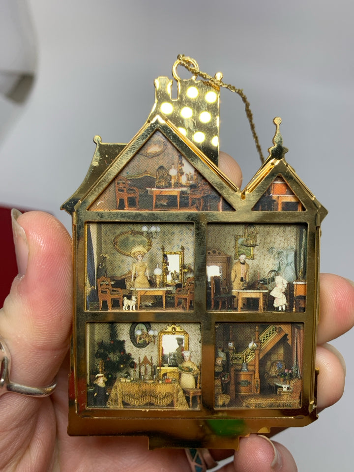 IN BOX FIRST VICTORIAN DOLLHOUSE BRASS BRASS HOUSE ORNAMENT BING & GRONDAHL.