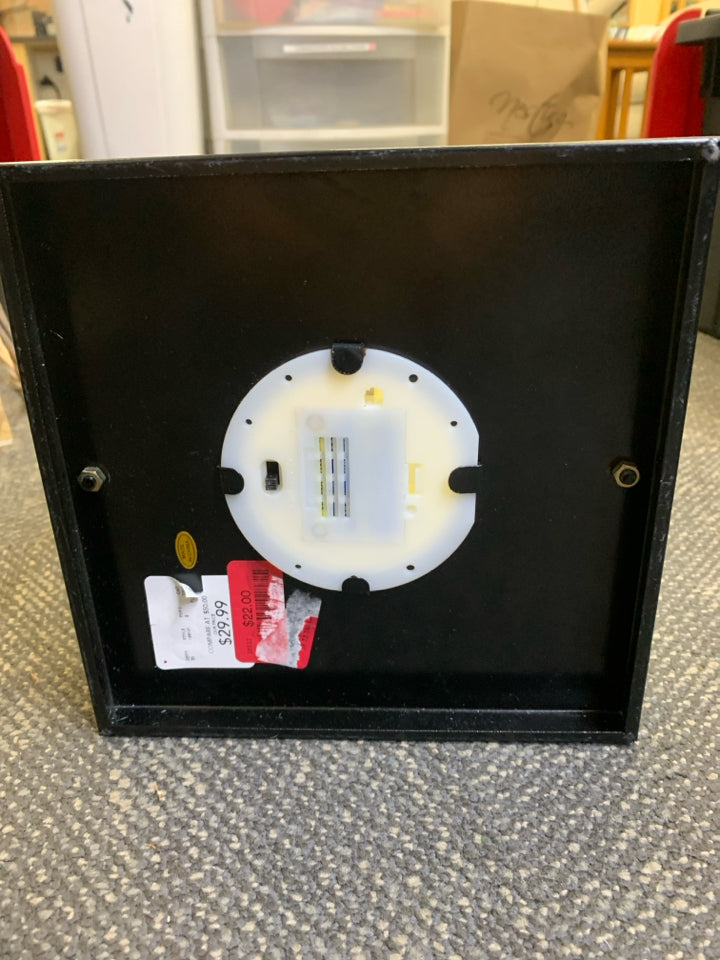 BLACK METAL LARGE SQUARE BATTERY LANTERN.
