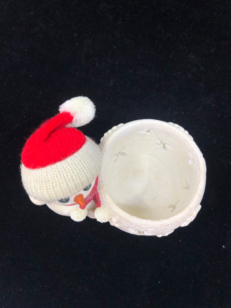 SPARKLE RESIN SNOWMAN W/ PIERCED SNOWFLAKES TEA LIGHT HOLDER DEPARTMENT 56.