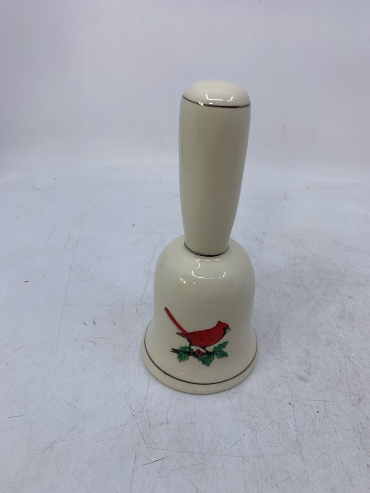 CREAM CERAMIC PRINTED CARDINAL BELL.