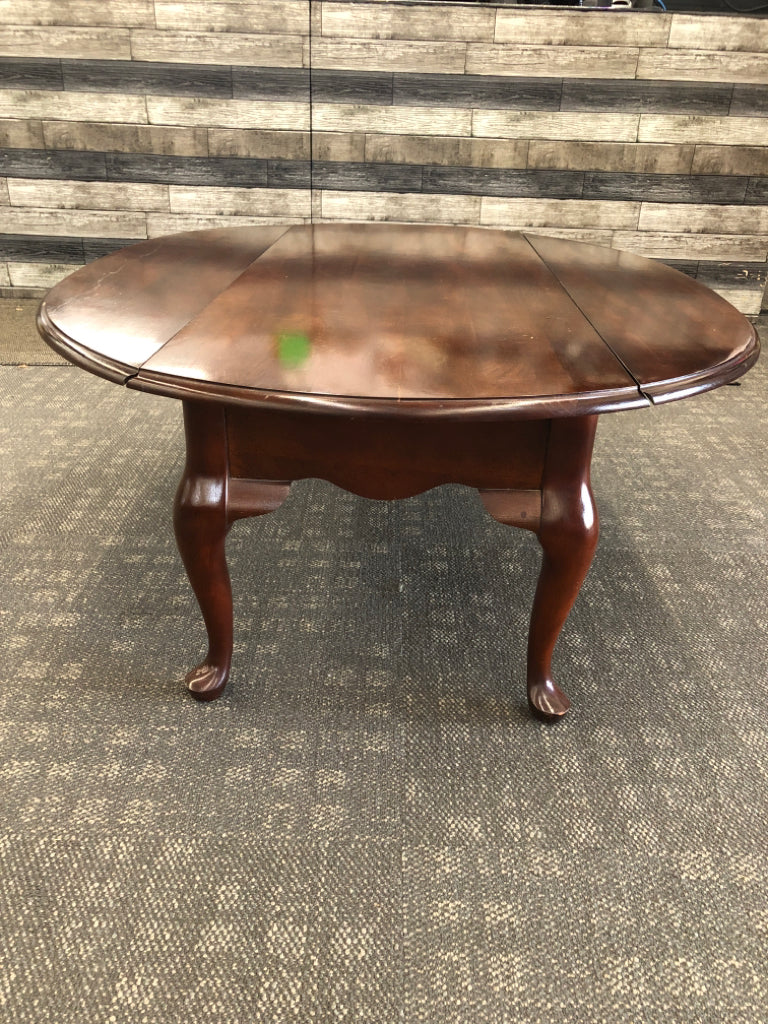CHERRY WOOD DROP SIDE COFFEE TABLE.