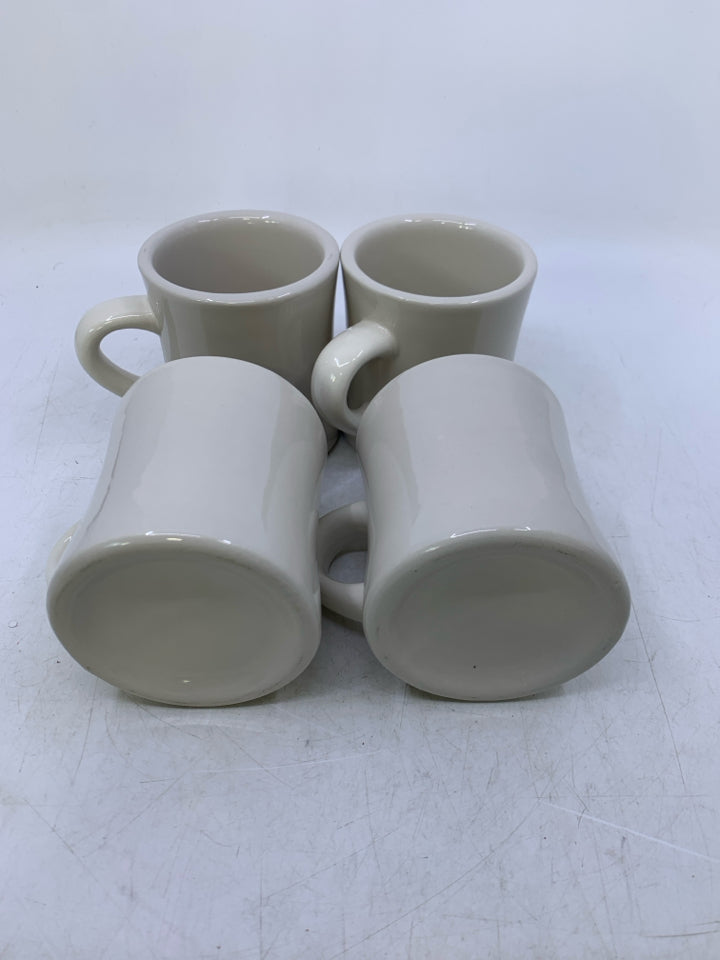 4 WHITE HEAVY MUGS.
