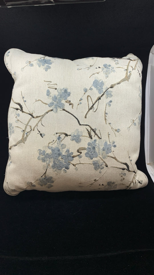 BLUE FLORAL TREE PILLOW.