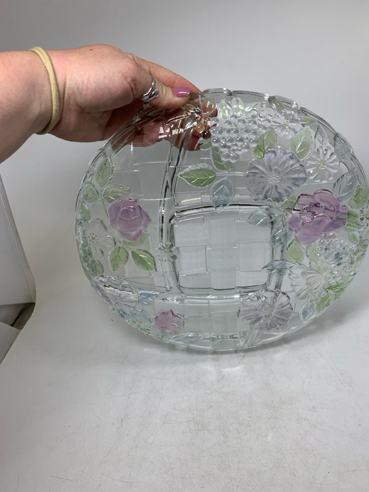 VTG BASKET WEAVE PASTEL FLORAL PATTERN DIVIDED SERVER.