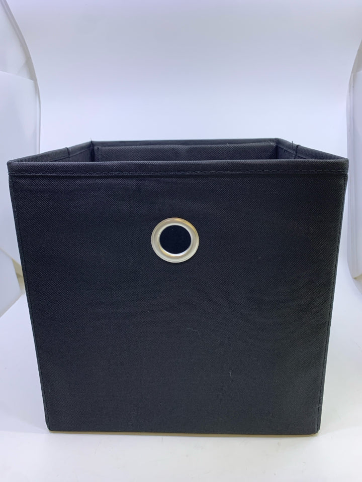 BLACK CANVAS FABRIC STORAGE BIN.