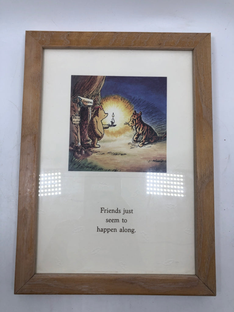 WINNIE THE POOH FRIENDS PRINT IN BROWN FRAME.