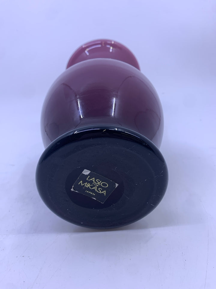 PURPLE GLASS MIKASA VASE.