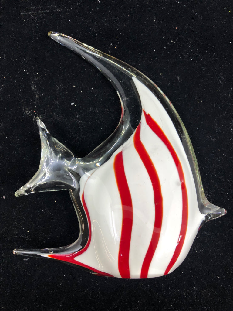 RED AND WHITE GLASS FISH.