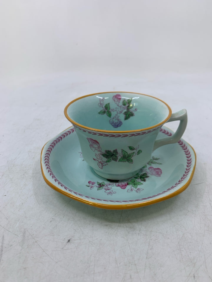 VTG LIGHTBLUE W/ PINK DETAILS + FLOWERS CALYX CARE.