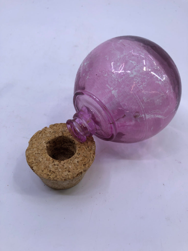 SMALL GLASS CORK TOP EMPTY JAR.