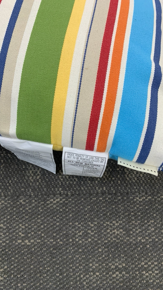 MULTI-COLORED STRIPED LONG POTTERY BARN PILLOW.