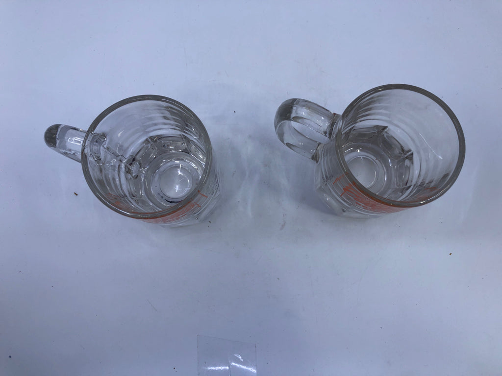 2 HEAVY GLASS CALIFORNIA ROOT BEER HANDLE MUGS.