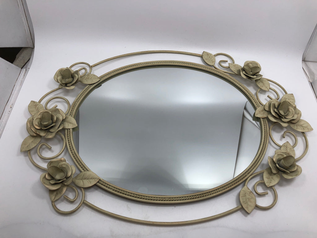 METAL FLOWER MIRROR.