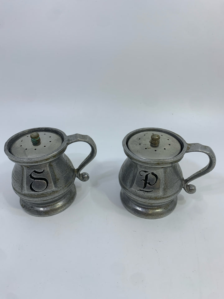 VTG PEWTER SALT & PEPPER SET.